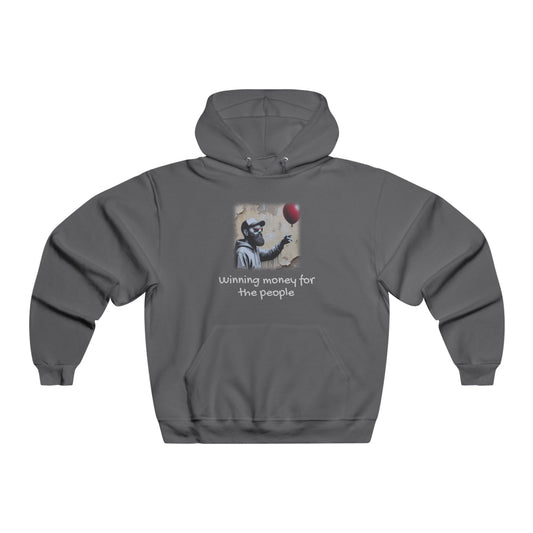 Wing Man "Banksy Collection" Men's Street Art Hoodie, Cozy Graphic Pullover, Gift for Art Lovers, Winning money for the People, Streetwear, Urban Clothing