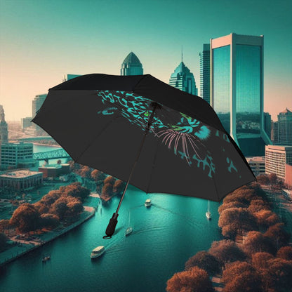 Fierce Jaguar Umbrella, Foldable Rain Gear, Stylish Weather Protection, Gift for Football Fans, Unique Outdoor Accessory