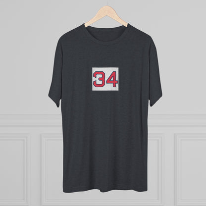 Legends Dirty Water 34 Tee — Vintage Sport Jersey Number T-Shirt, Soft-Style Tri-Blend