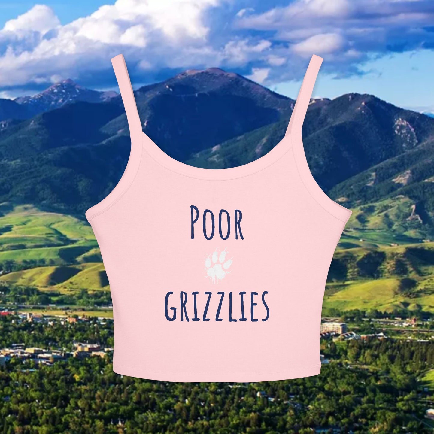Poor Grizzlies Women's Spaghetti Strap Tank Top, Cute Summer Top, Casual Wear, Bobcat Fans, Outdoor Apparel, Stylish Tailgate Wear