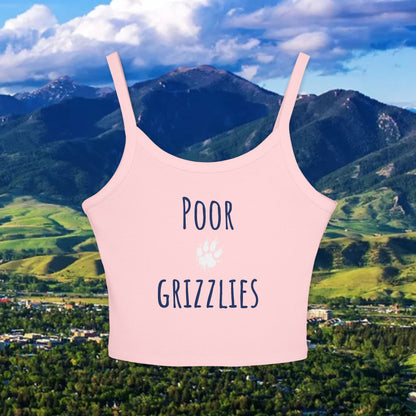 Poor Grizzlies Women's Spaghetti Strap Tank Top, Cute Summer Top, Casual Wear, Bobcat Fans, Outdoor Apparel, Stylish Tailgate Wear