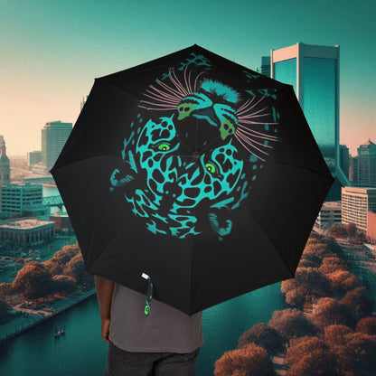 Fierce Jaguar Umbrella, Foldable Rain Gear, Stylish Weather Protection, Gift for Football Fans, Unique Outdoor Accessory