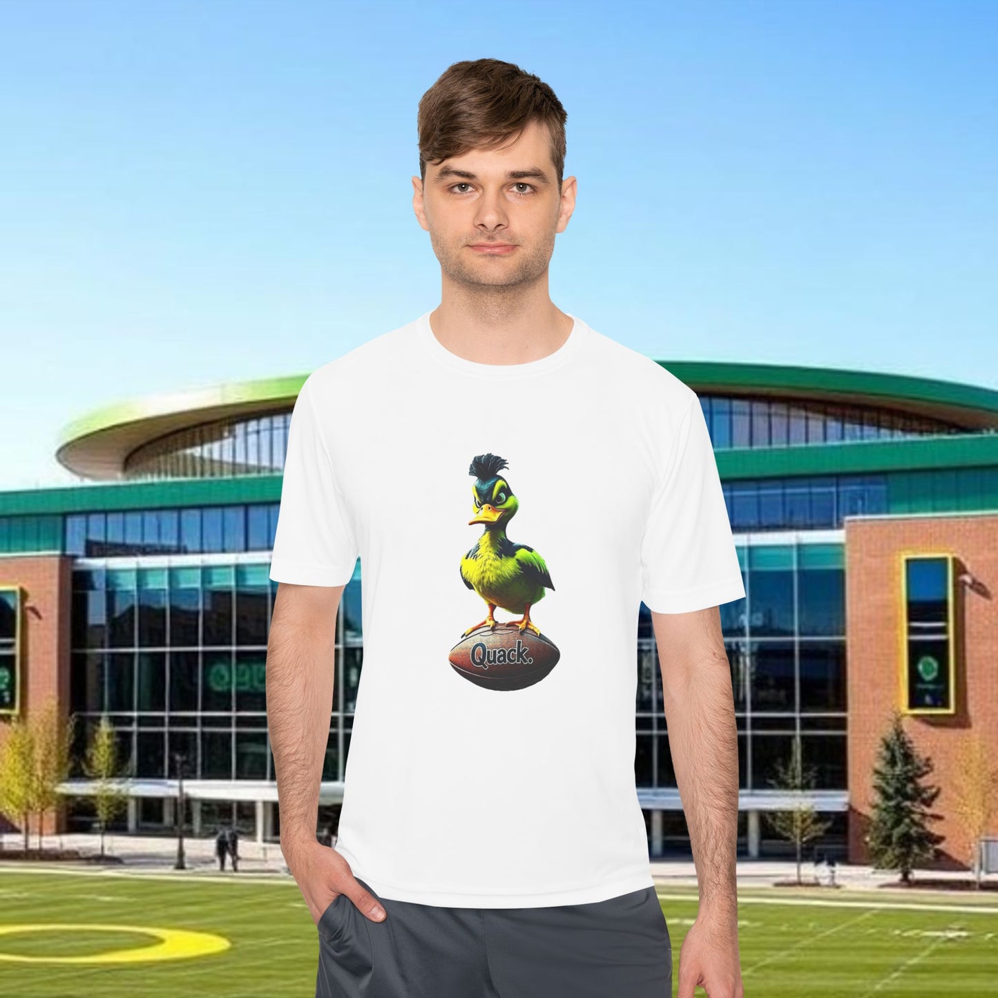 Football Fan Tee, Quack Graphic Shirt, Sportswear for Tailgating, Unisex Moisture-Wicking Sport Top, Perfect Gift for Game Day