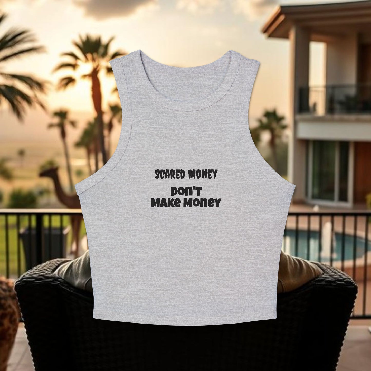 Scared Money Racer Tank Top for Women, Trendy Crop Top, Summer Fashion, Casual Wear, Gift for Entrepreneurs, Beach Outfit