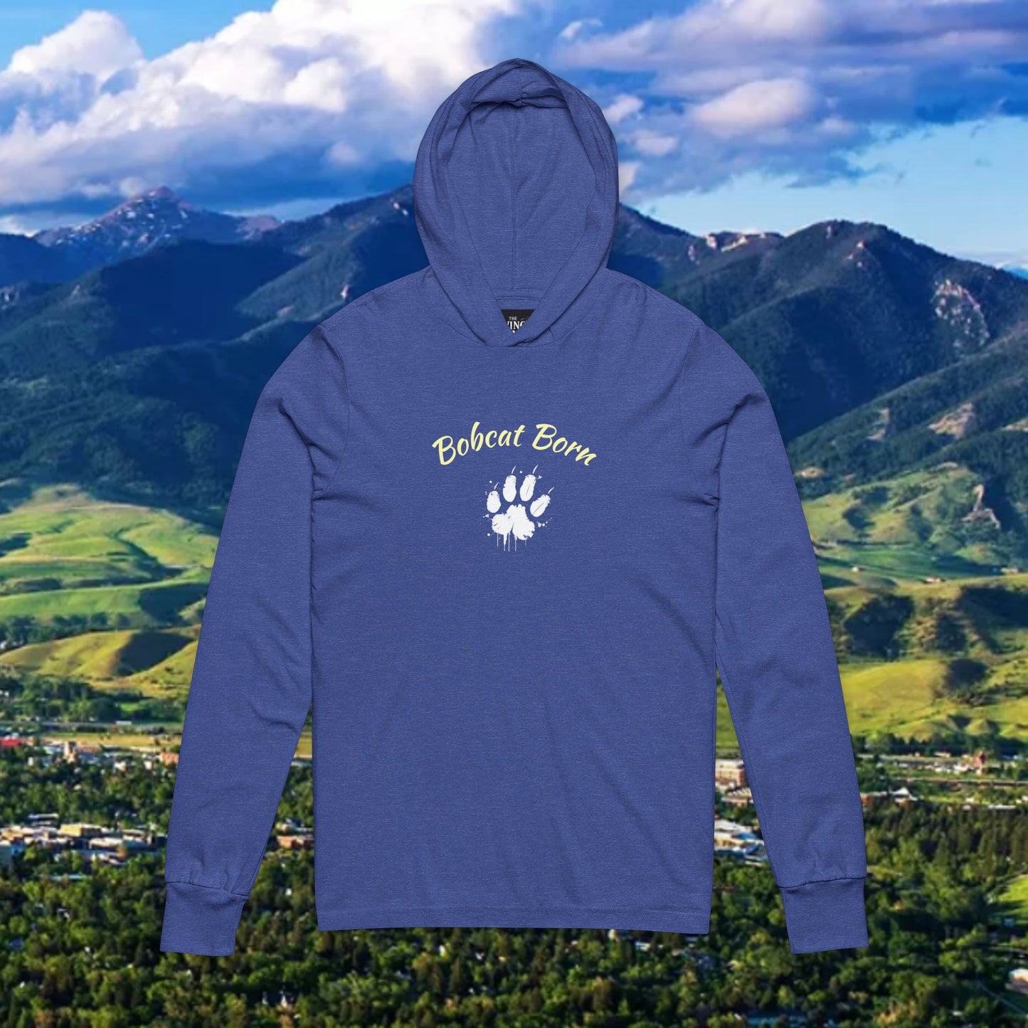 Bobcat Born Unisex Hooded Long Sleeve Tee with 'Bobcat Born' Paw Print | Cozy Casual Wear for Football Fans, Perfect for Gifts, Tailgate