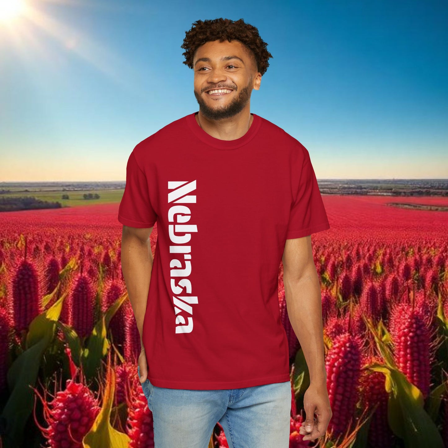 Lincoln Nebraska Area Code T-Shirt — White Tee with Red "Nebraska" & 402 Back Print, Soft-Style T-Shirt