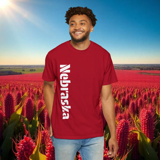 Lincoln Nebraska Area Code T-Shirt — White Tee with Red "Nebraska" & 402 Back Print, Soft-Style T-Shirt