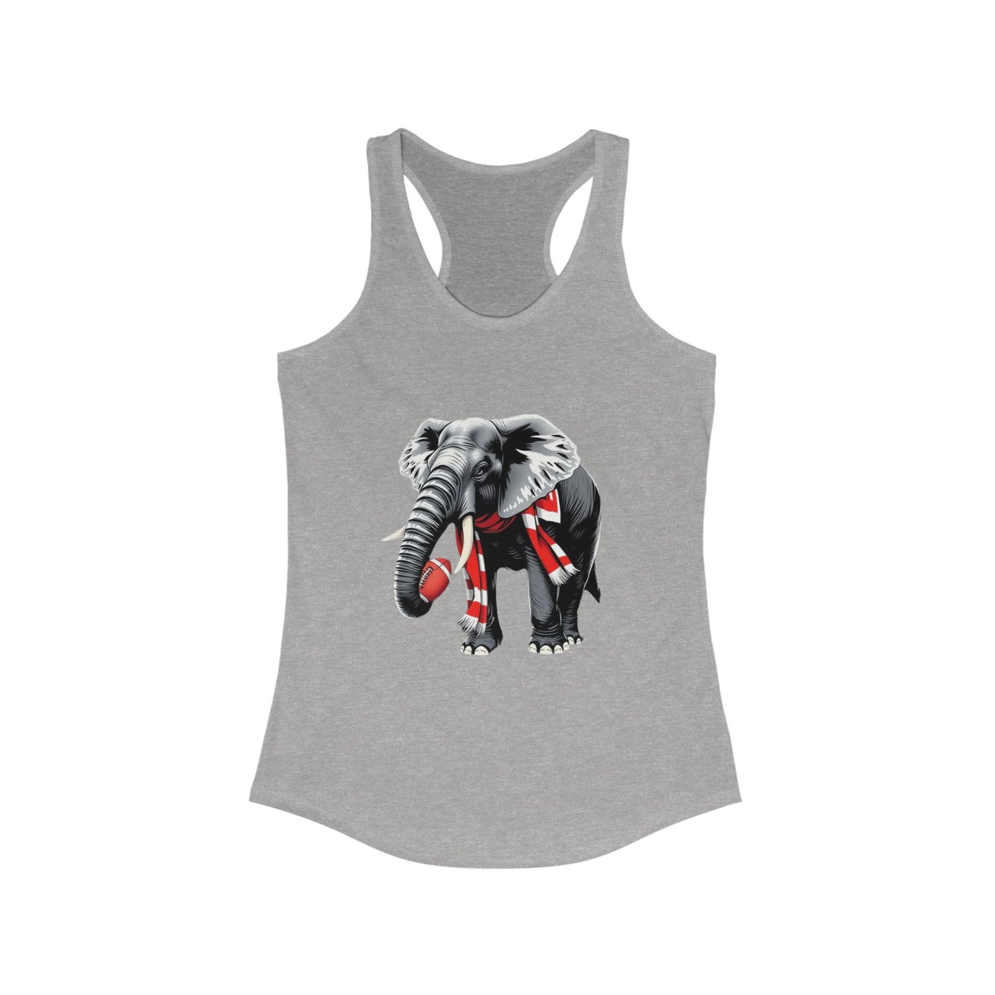 Elephant Graphic Women's Racerback Tank Top, Summer Yoga Apparel, Workout Shirt, Animal Lover Gift, Eco-Friendly Fashion
