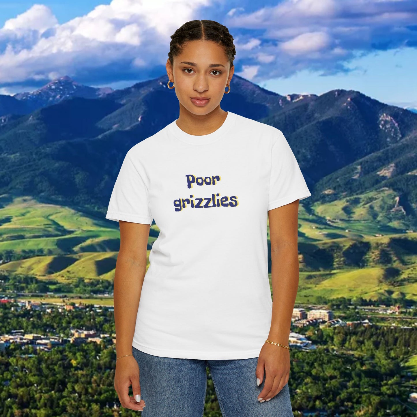 Poor grizzlies Garment-Dyed T-Shirt - Soft Casual Wear, Eco-Friendly Gift, Game Day Gear, Comfortable Tee