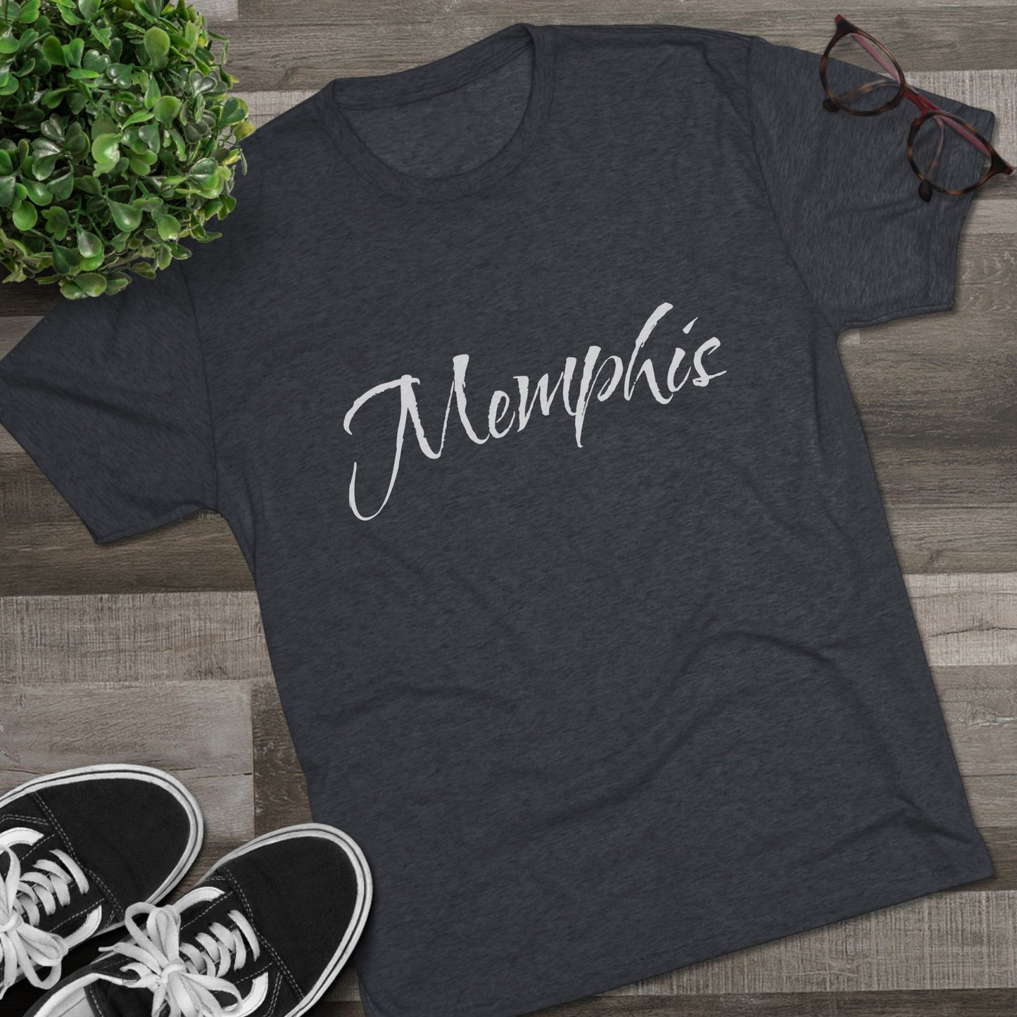 Memphis Script Tee — City Name Graphic T-Shirt, Tri-Blend Ultra Comfort, Perfect for a Night out or Gameday.