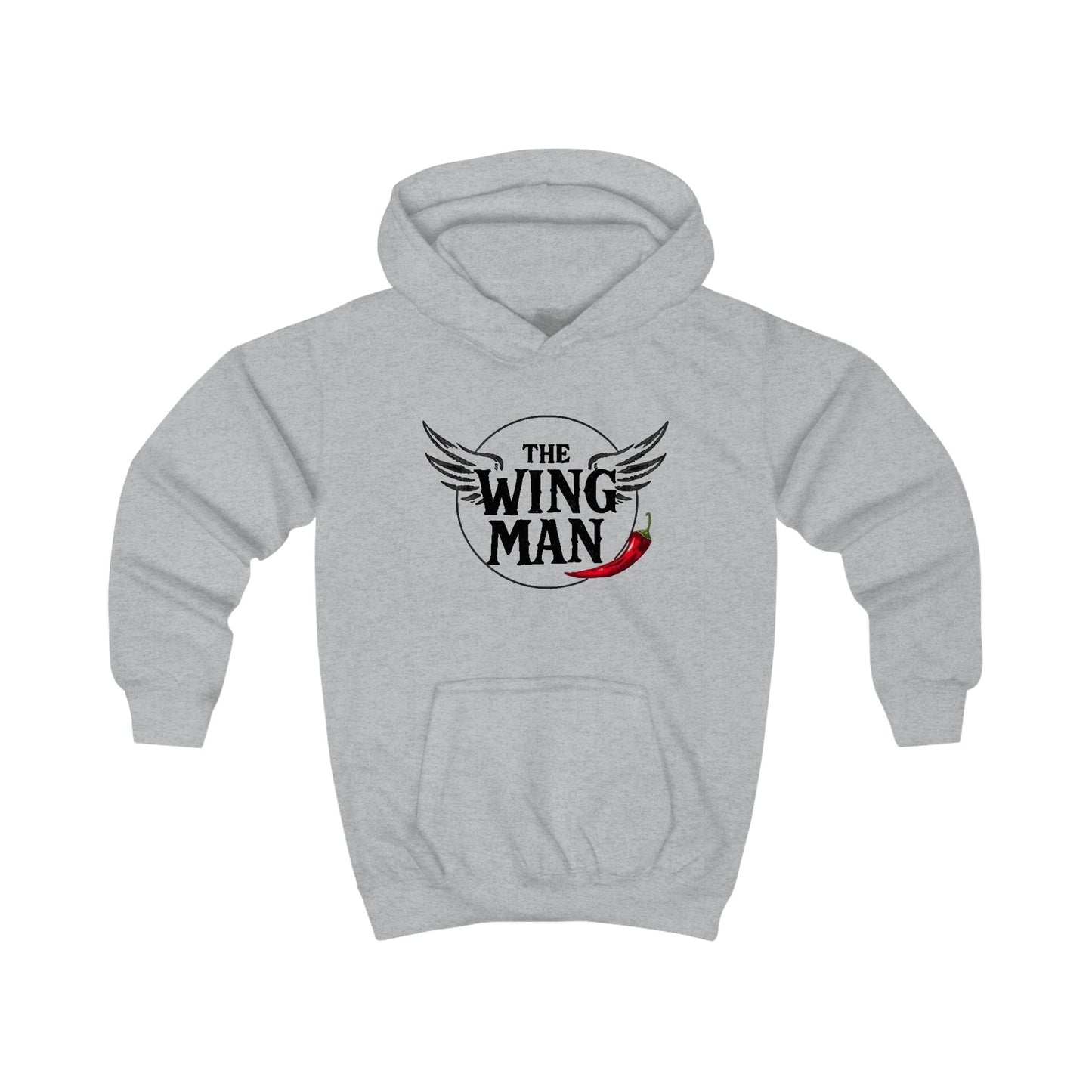 Kids Hoodie - "The Wing Man" Graphic Hoodie with Wings & Chili Pepper Design