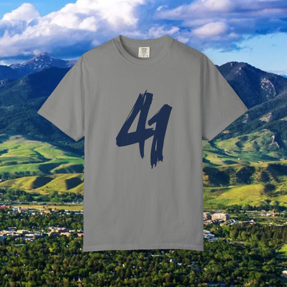 Stylish Unisex T-Shirt with Bold 41 Graphic and Paw Print, Perfect for Gameday and Tailgates.