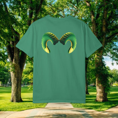 Ram Horn Graphic T-Shirt — 970 Vertical Number Design