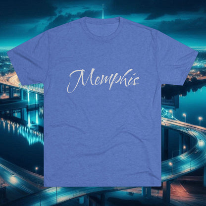Memphis Script Tee — City Name Graphic T-Shirt, Tri-Blend Ultra Comfort, Perfect for a Night out or Gameday.