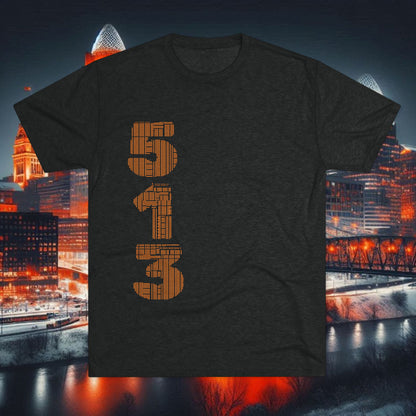 Cincinnati 513 Tiger T-Shirt — Vertical 513 Design with Fierce Tiger Graphic