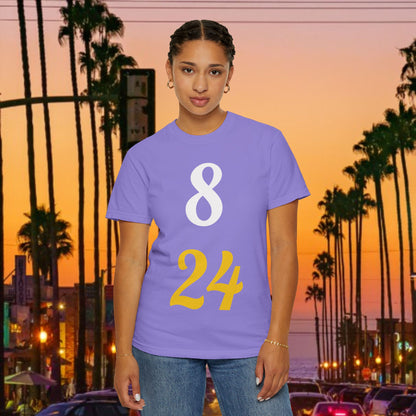 Legend Tribute Unisex Garment-Dyed T-Shirt with '8 & 24' and 'Bean' Text - Casual Wear, Gift for Friends