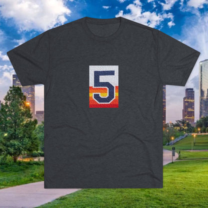Legends - Retro Number 5 Baseball T‑Shirt — Sunset Stripe Jersey Graphic