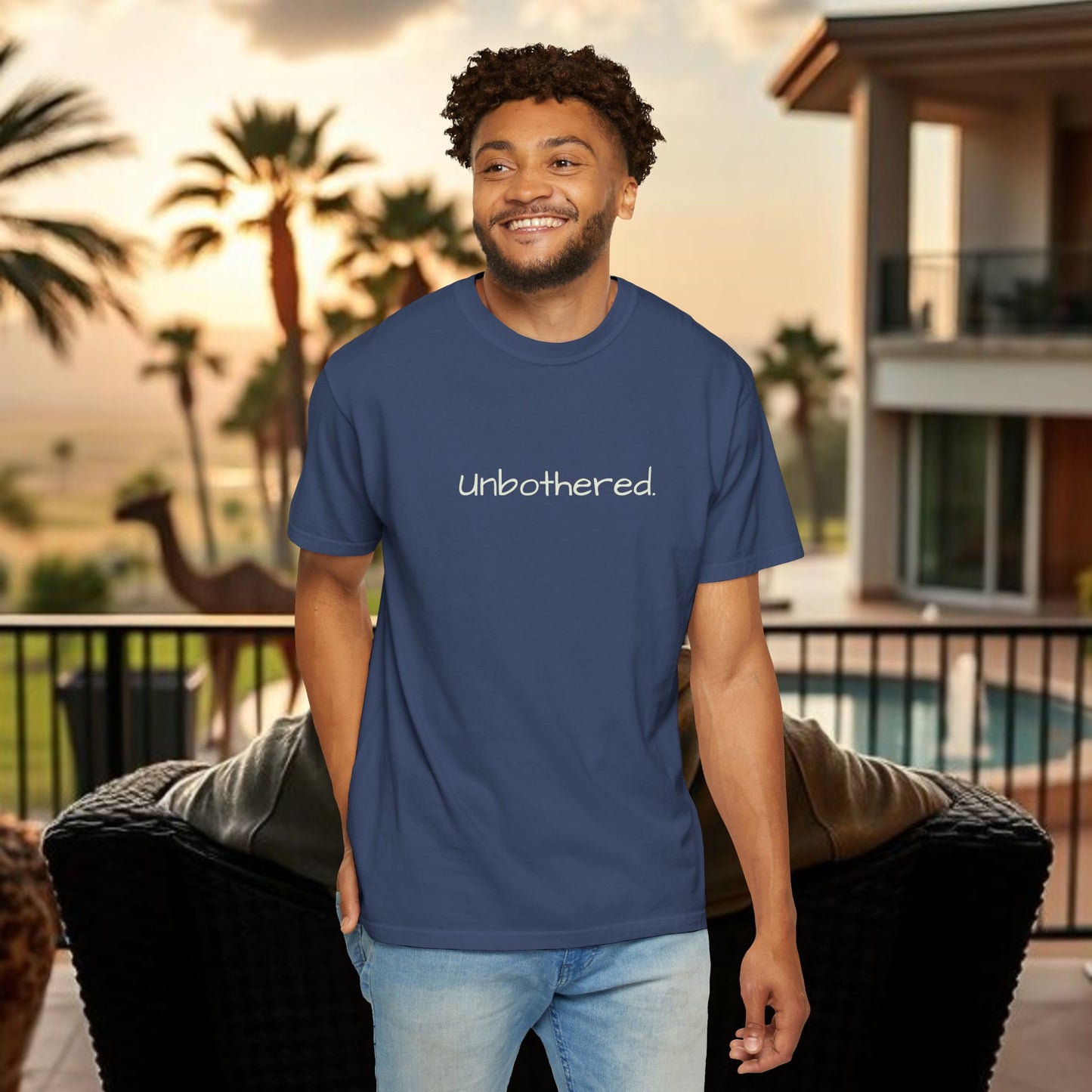 Unbothered Garment-Dyed T-Shirt, Relaxed Fit Tee, Casual Everyday Wear, Gift for Friends, Relaxation Apparel, Trendy Summer Top