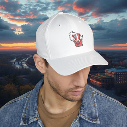 Badger Hat - Structured Embroidered Hat, Sports Hat, College Gear, Gift for Wisconsin Fans, USA Map Cap