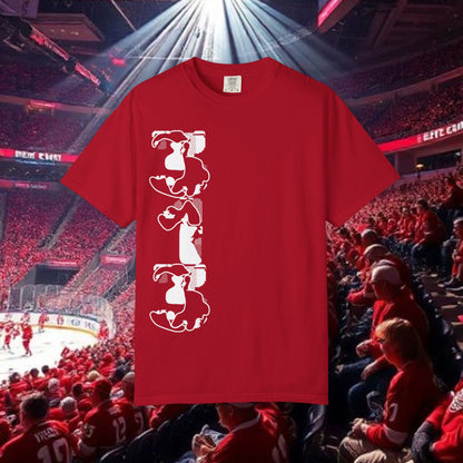 Detroit T-Shirt — Vertical Mascot Graphic with 'Detroit' Script