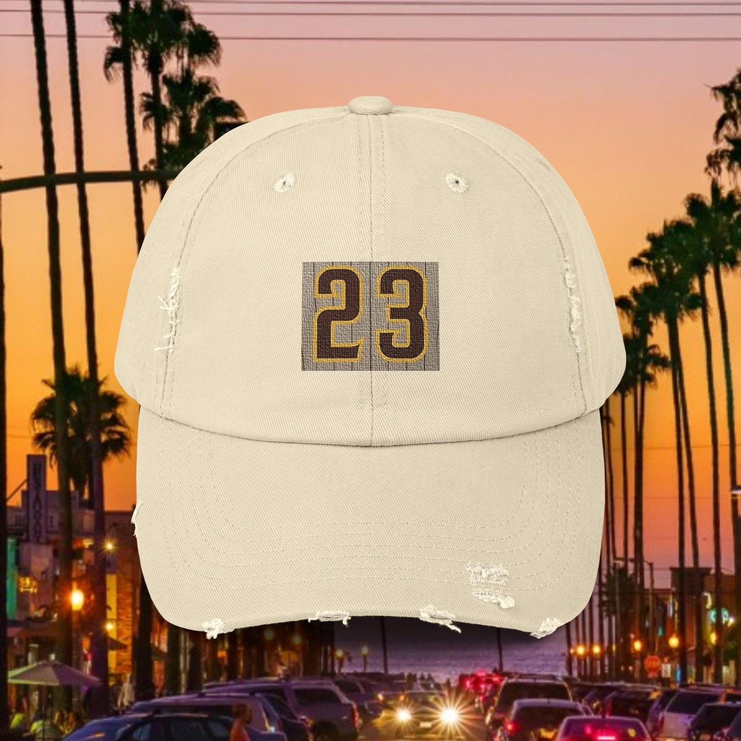 Baseball Stars Unisex Distressed Cap with Vintage 23 Design, Casual Hat for Men & Women, Perfect Gift for Padres Fans, Everyday Wear