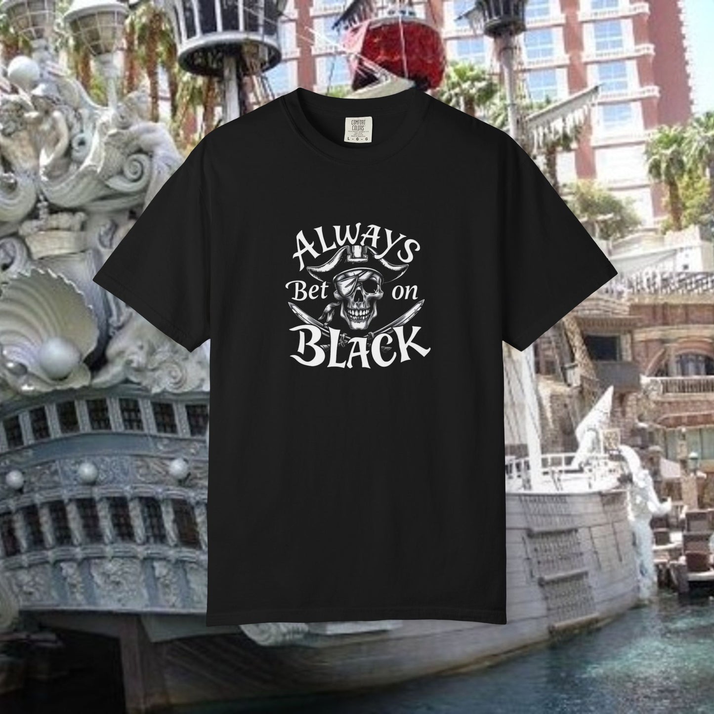Always bet on Black Graphic Tee, Skull Shirt, Unisex Casual Wear, Football Games, Las Vegas Fans