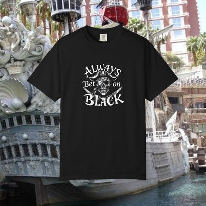 Always bet on Black Graphic Tee, Skull Shirt, Unisex Casual Wear, Football Games, Las Vegas Fans