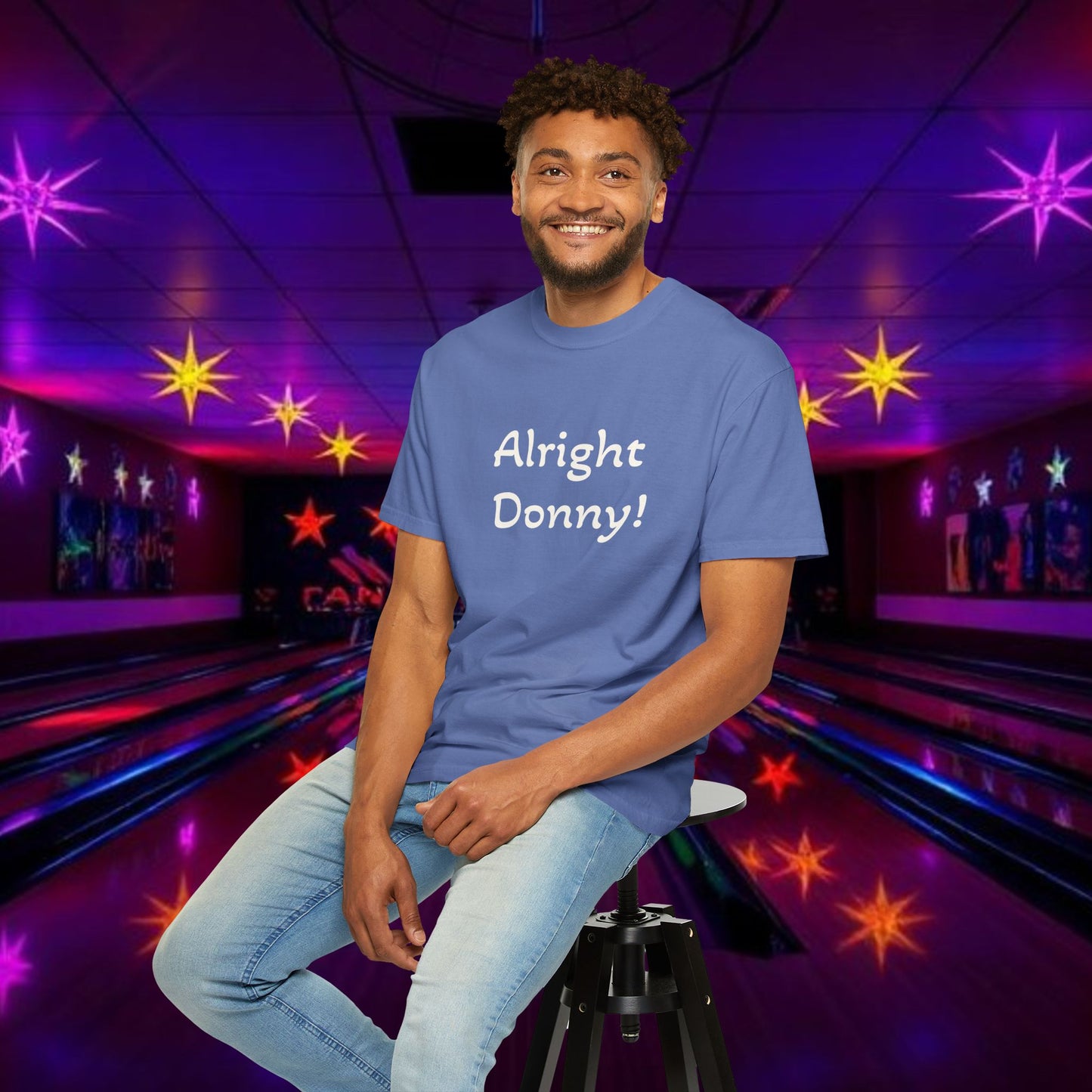 Vintage Garment-Dyed T‑Shirt — Minimal Retro Bowling Vibe, Lebowski Reference, Alright Donny