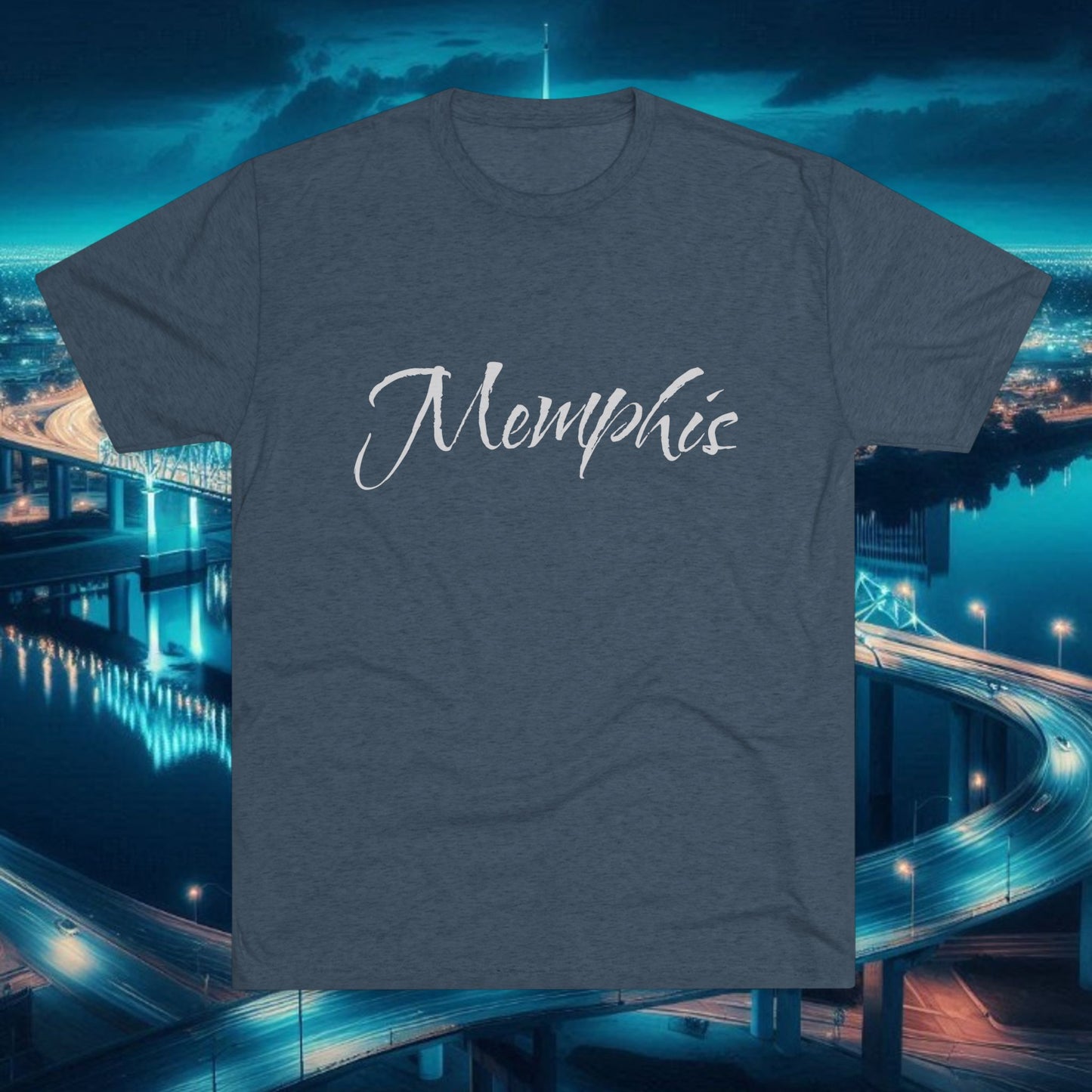 Memphis Script Tee — City Name Graphic T-Shirt, Tri-Blend Ultra Comfort, Perfect for a Night out or Gameday.