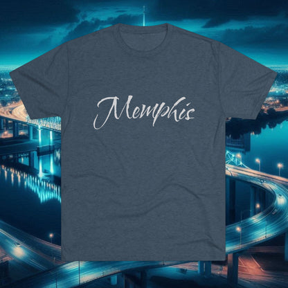 Memphis Script Tee — City Name Graphic T-Shirt, Tri-Blend Ultra Comfort, Perfect for a Night out or Gameday.