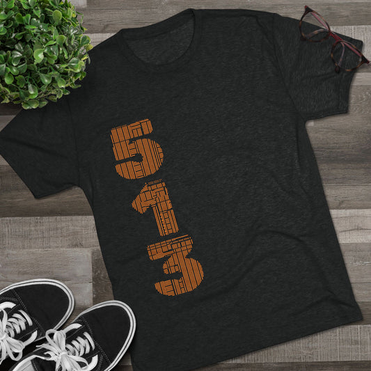 Cincinnati 513 Tiger T-Shirt — Vertical 513 Design with Fierce Tiger Graphic