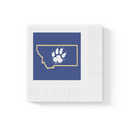 Montana State Outline Napkins — White Coined Cocktail Napkins, perfect for Gameday