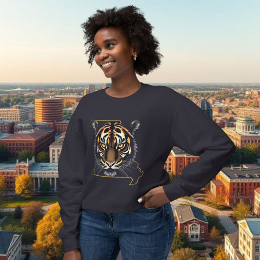 Tiger Head Missouri Crewneck Sweatshirt — State Pride Graphic Pullover