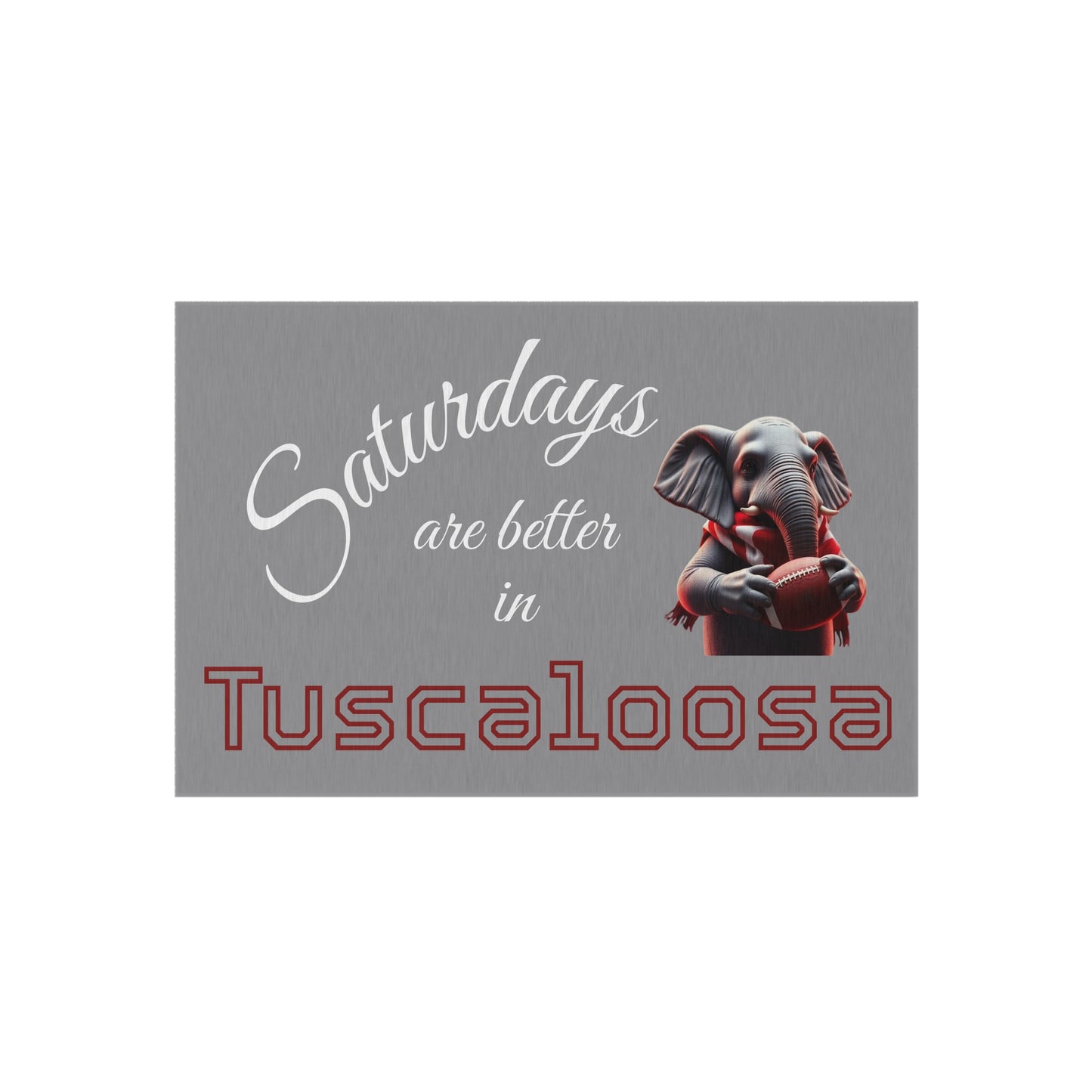 Tuscaloosa Saturdays Outdoor Rug — College Football Porch Mat with Elephant Design