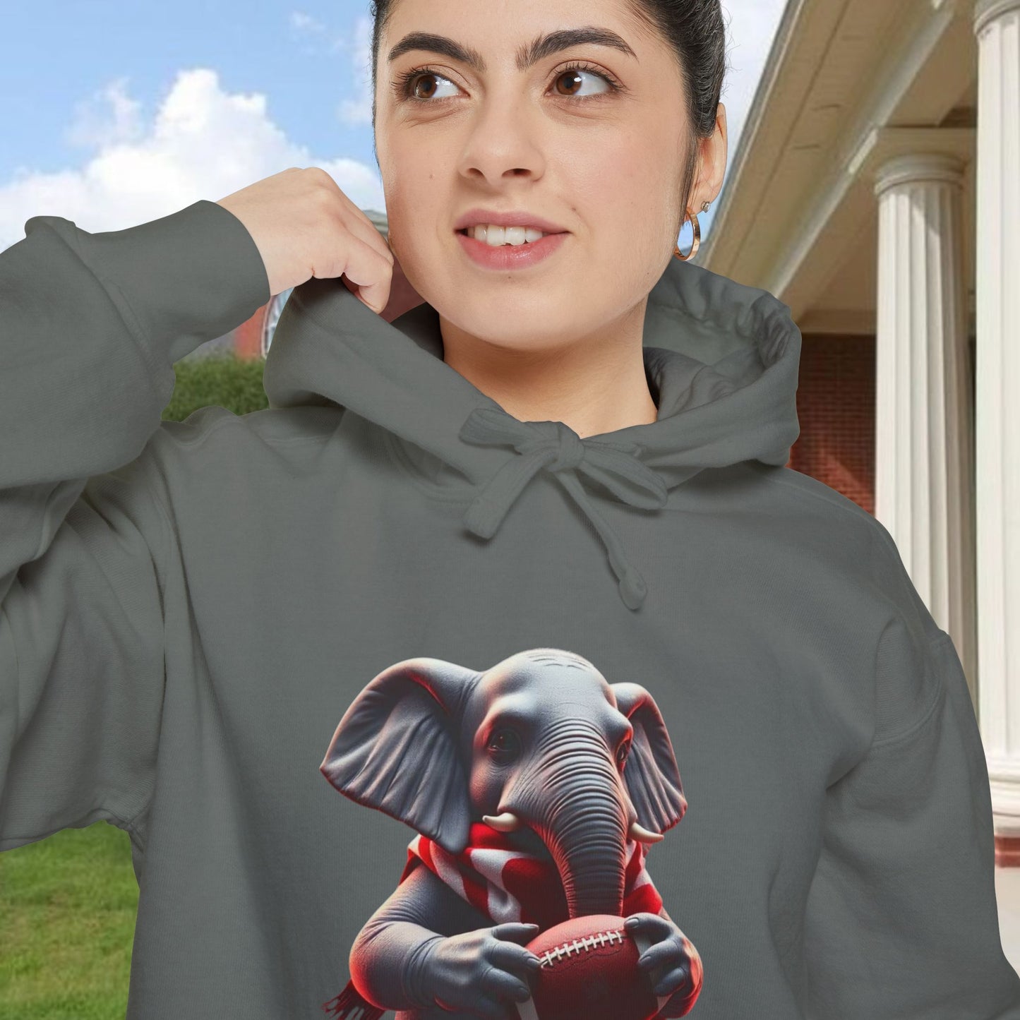Elephant Graphic Hoodie for College Sports' Lovers, Cozy Unisex Sweatshirt, Unique Gift for Football Fans