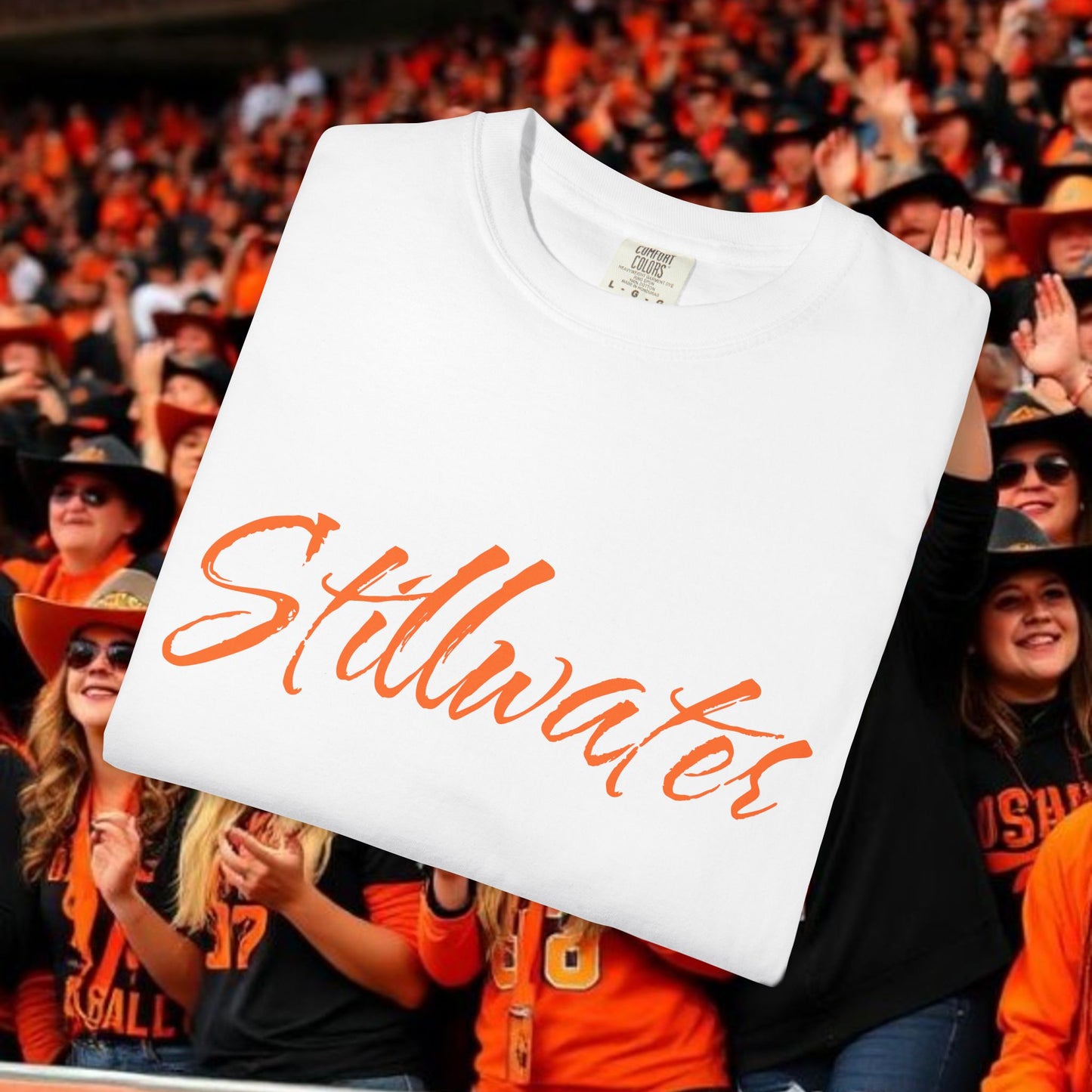 Stillwater Script T‑Shirt — Casual City Pride Tee, Soft-Style Shirt, Perfect for Gameday