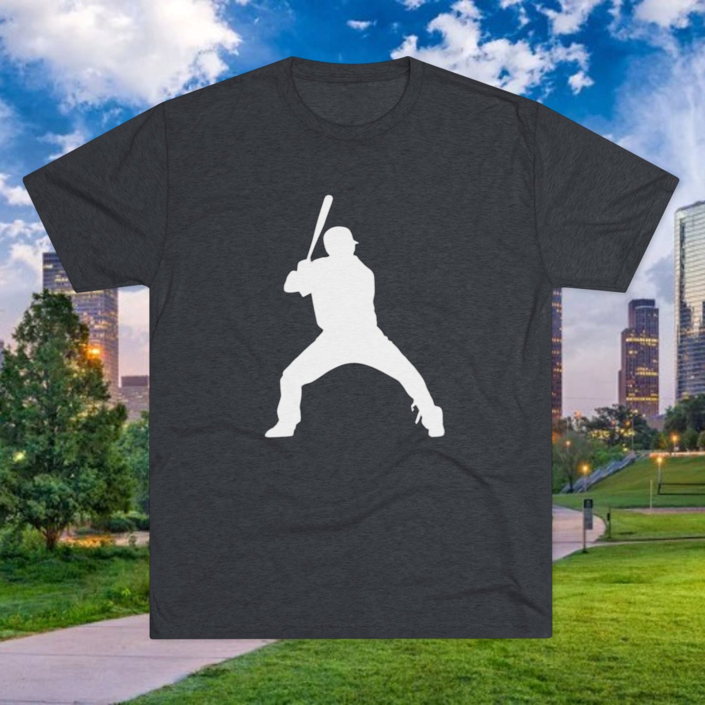 Baseball Batter Tee — Silhouette Front with Number 5 Back