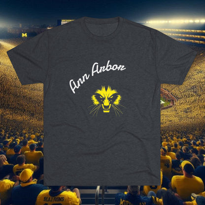 Ann Arbor Script Tee — Vintage Maize & Blue University T‑Shirt, Perfect for Gameday