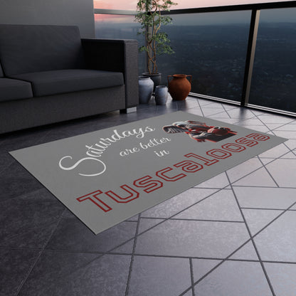Tuscaloosa Saturdays Outdoor Rug — College Football Porch Mat with Elephant Design
