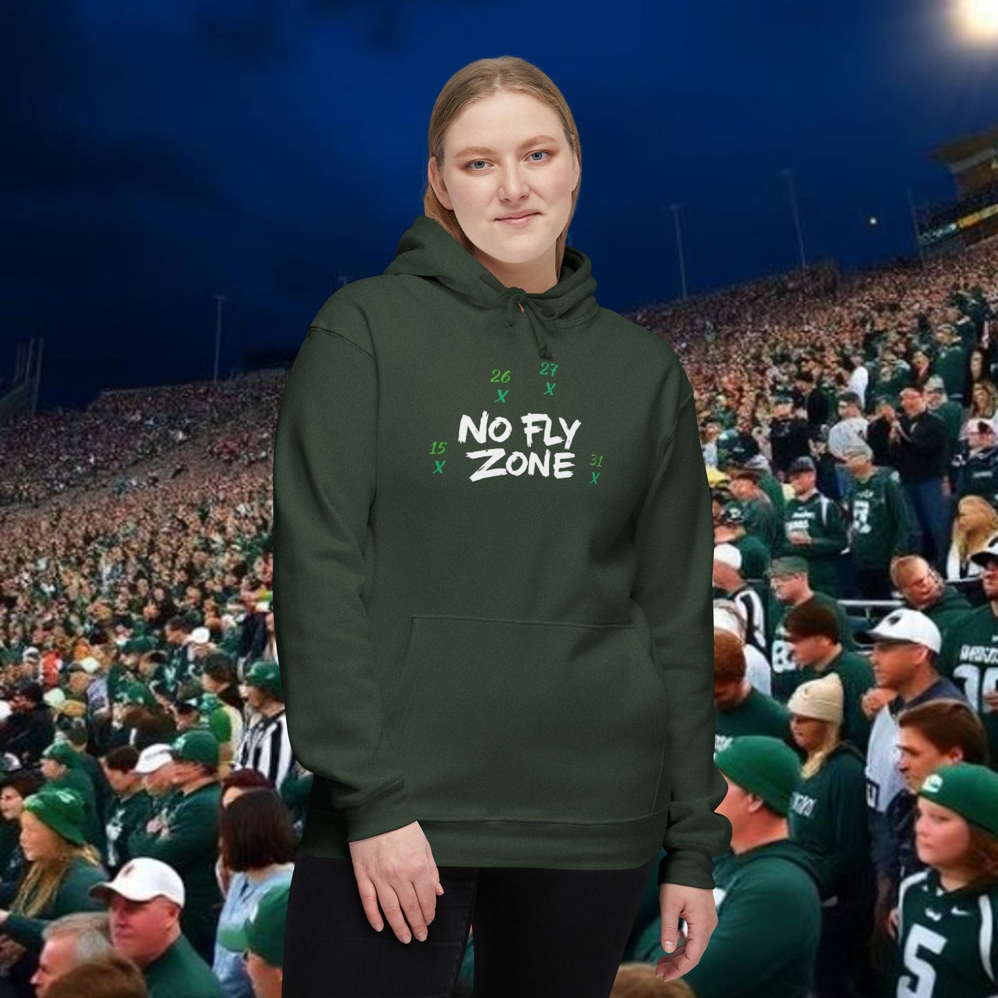 Unisex Hoodie, No Fly Zone Sweatshirt, College Apparel, Spartan Fan Gear, Gift for Him/Her, Made in USA