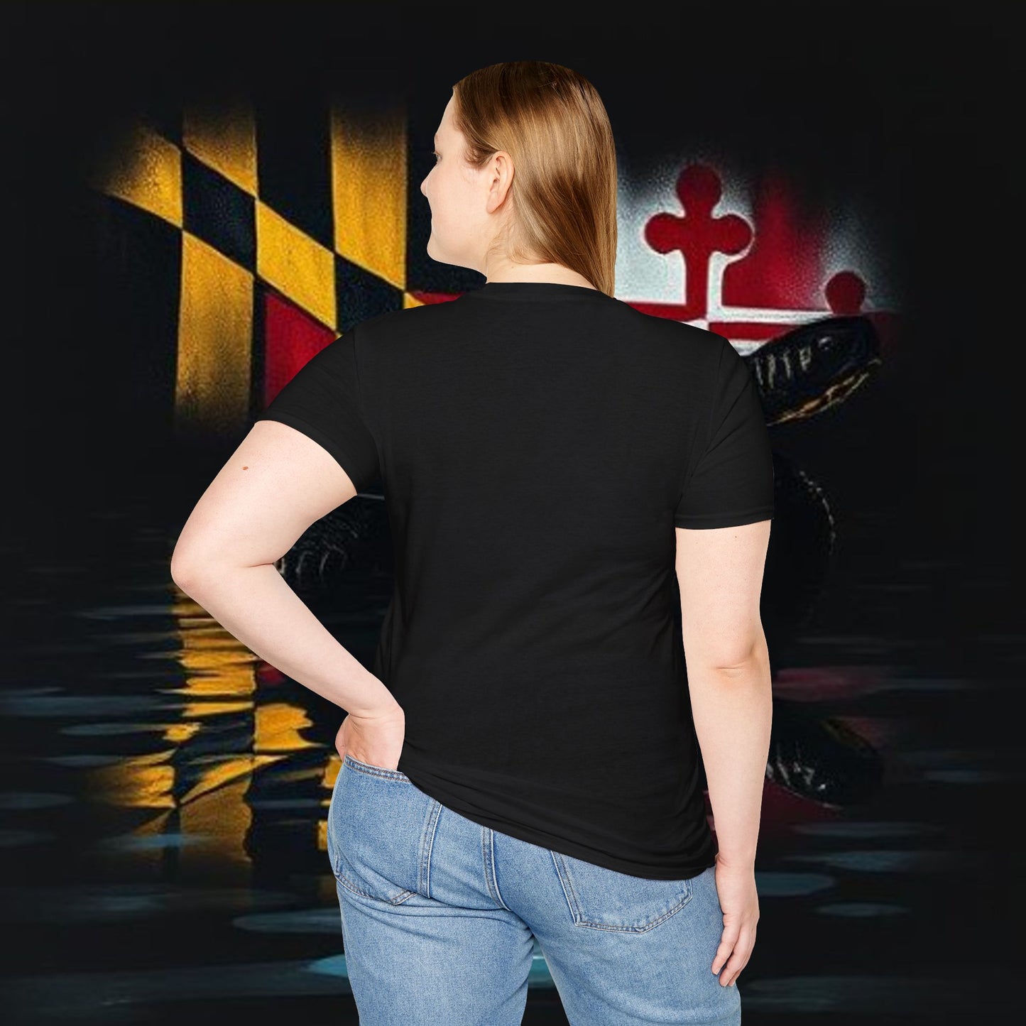 Turtle graphic Tee with Maryland Flag design Soft Style for ultra comfort