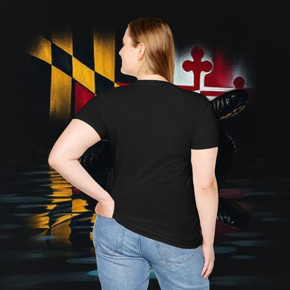 Turtle graphic Tee with Maryland Flag design Soft Style for ultra comfort