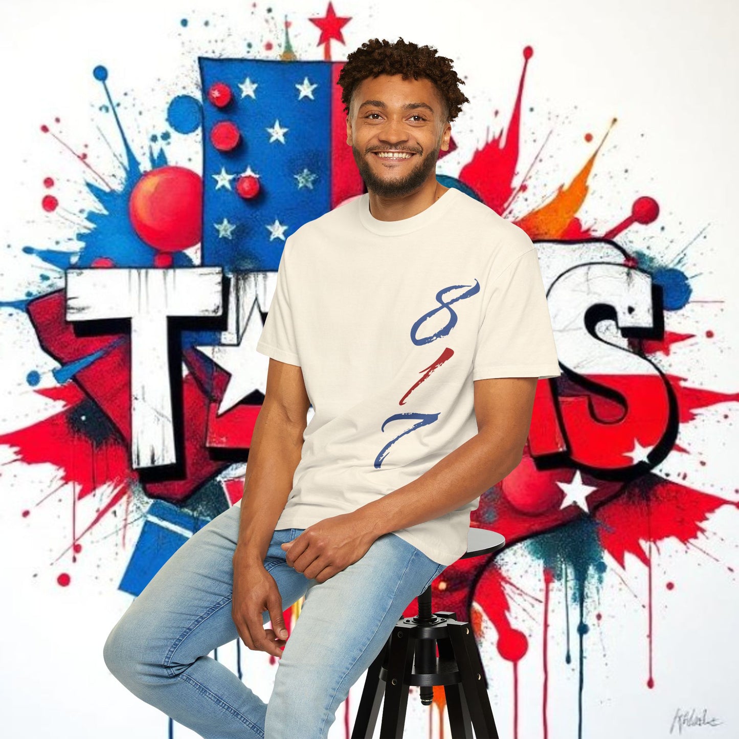 Texas 817 Graphic T-Shirt — Red, White & Blue State Pride Tee, Arlington Texas, Soft-Style T-Shirt, Perfect for Gameday