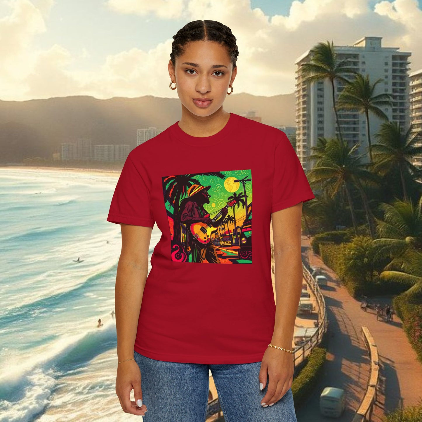Vibrant Beach Vibes Unisex T-Shirt - Music & Paradise Design
