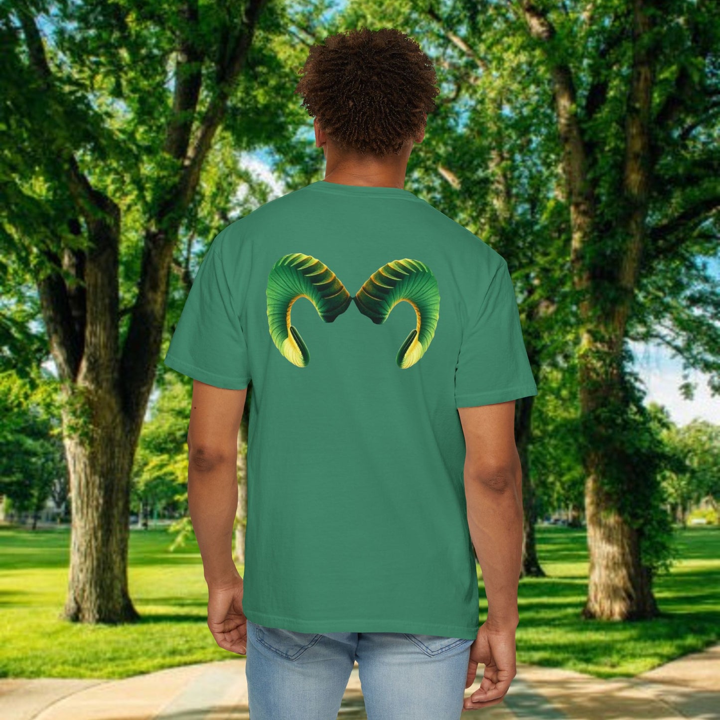 Ram Horn Graphic T-Shirt — 970 Vertical Number Design