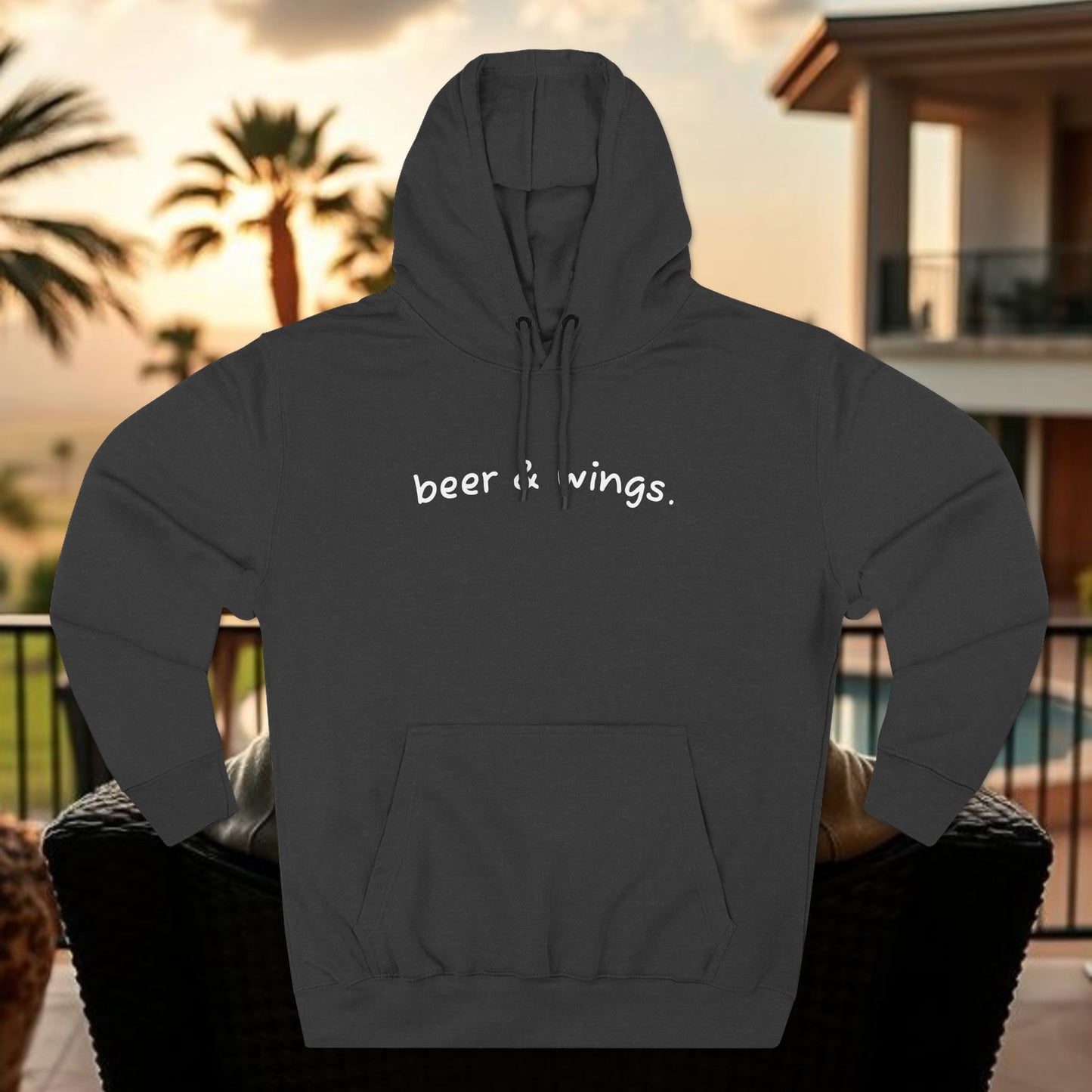Beer and Wings Fleece Hoodie | Cozy Sweatshirt for Foodies, Gift for Beer Lovers, Casual Wear, Unisex Pullover