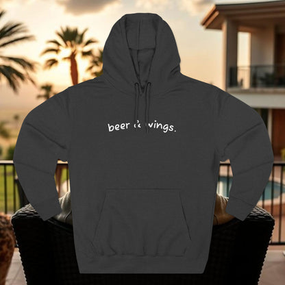 Beer and Wings Fleece Hoodie | Cozy Sweatshirt for Foodies, Gift for Beer Lovers, Casual Wear, Unisex Pullover