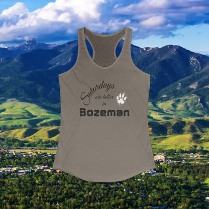 Bozeman Saturdays Racerback Tank, Women's Workout Top, Casual Summer Top, Gift for College Students