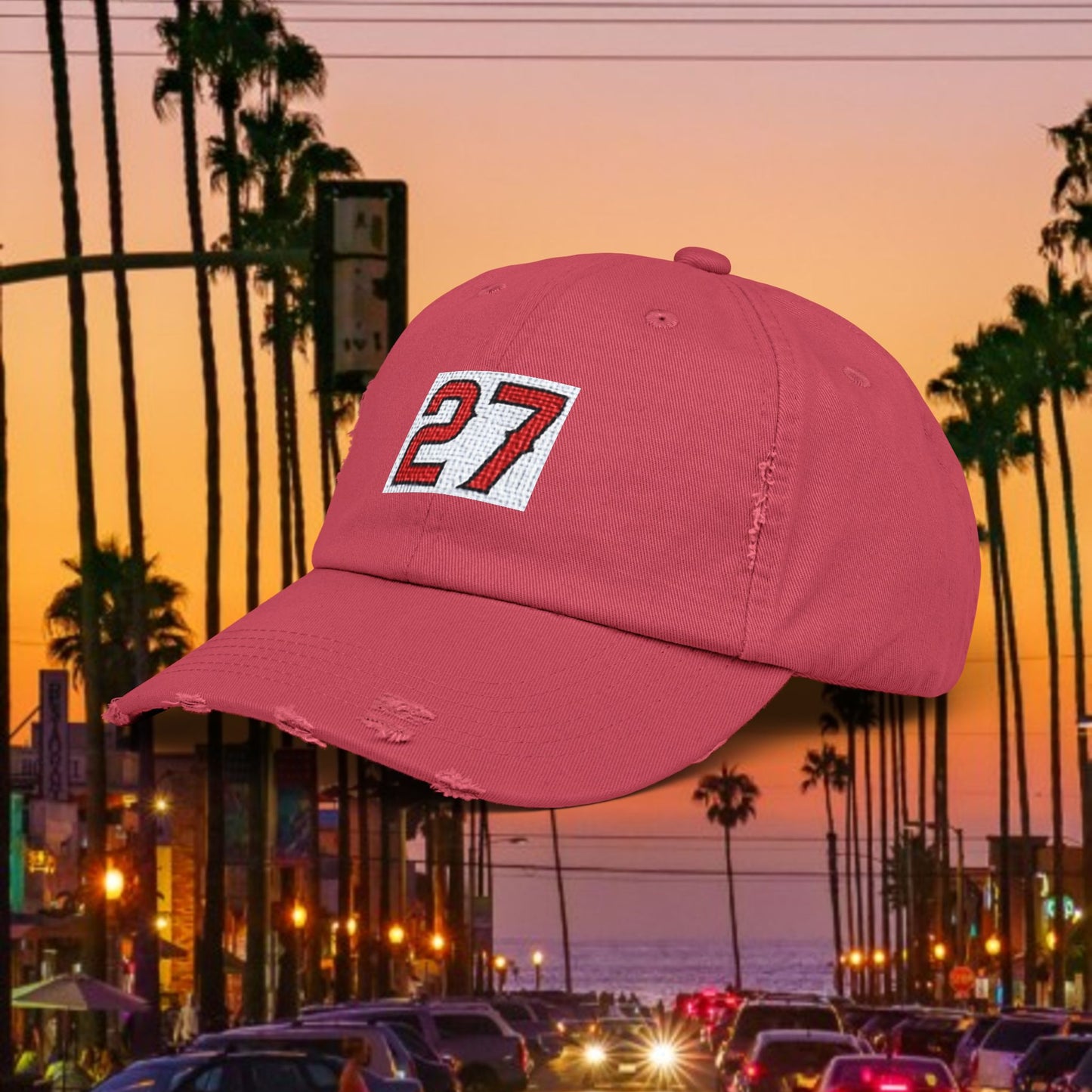 #27 Vintage Distressed Cap, Casual Hat, Everyday Wear, Sports Enthusiast Gift, LA Fans, Baseball Fans