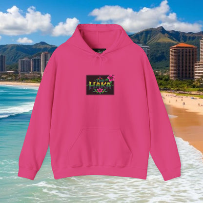Hawaiian Hooded Sweatshirt with Floral Haka Design, Casual Wear, Beach Outfit, Gift for Dancers, Athletes, Summer Vibes